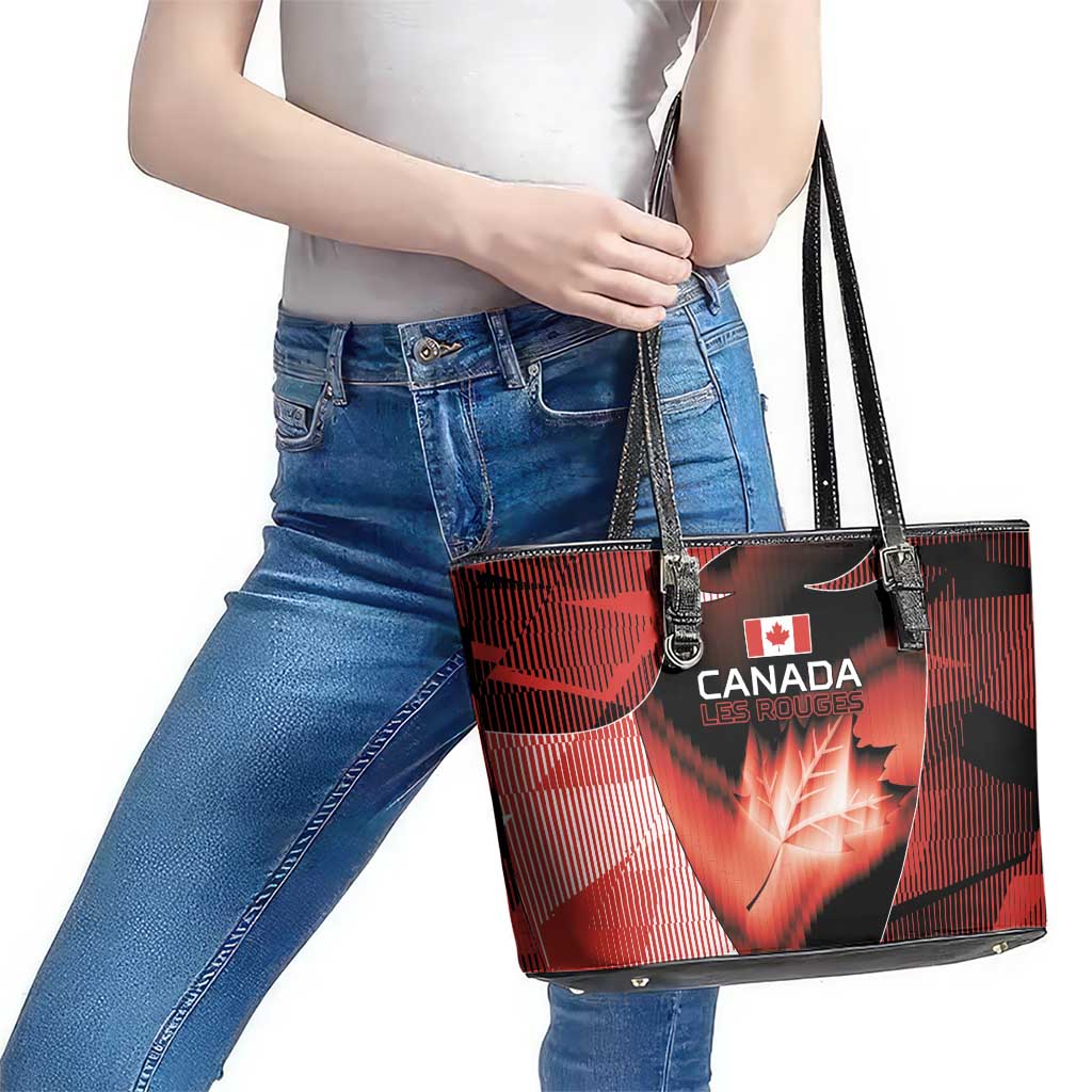 Canada Football Leather Tote Bag Visual Line Abstract Maple Leaf
