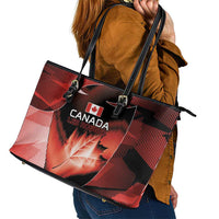 Canada Football Leather Tote Bag Visual Line Abstract Maple Leaf