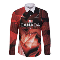 Custom Canada Football Long Sleeve Button Shirt Visual Line Abstract Maple Leaf