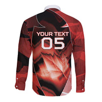 Custom Canada Football Long Sleeve Button Shirt Visual Line Abstract Maple Leaf