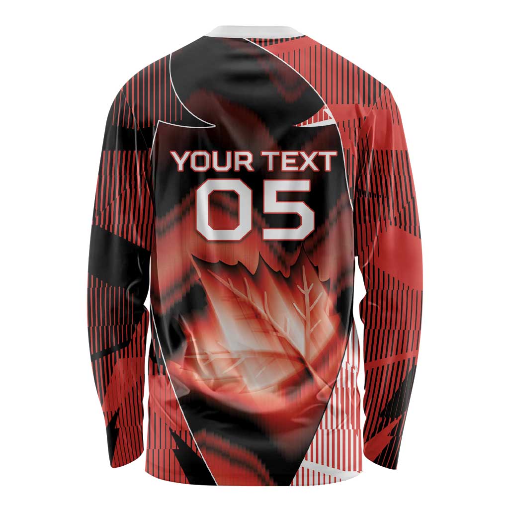 Custom Canada Football Long Sleeve Shirt Visual Line Abstract Maple Leaf