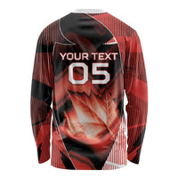 Custom Canada Football Long Sleeve Shirt Visual Line Abstract Maple Leaf