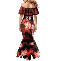 Custom Canada Football Mermaid Dress Visual Line Abstract Maple Leaf