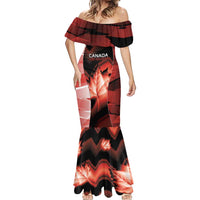 Custom Canada Football Mermaid Dress Visual Line Abstract Maple Leaf
