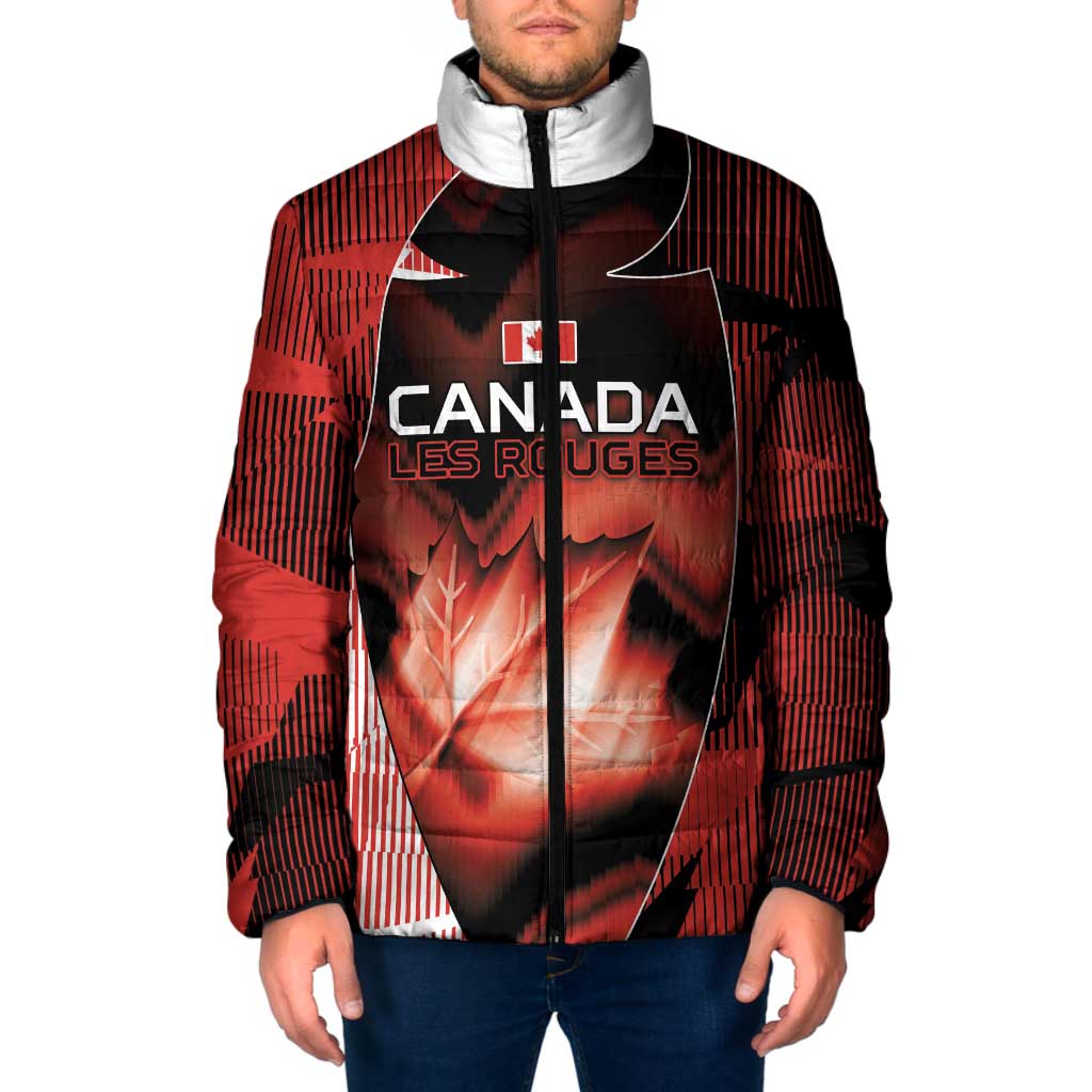 Custom Canada Football Padded Jacket Visual Line Abstract Maple Leaf