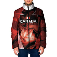 Custom Canada Football Padded Jacket Visual Line Abstract Maple Leaf