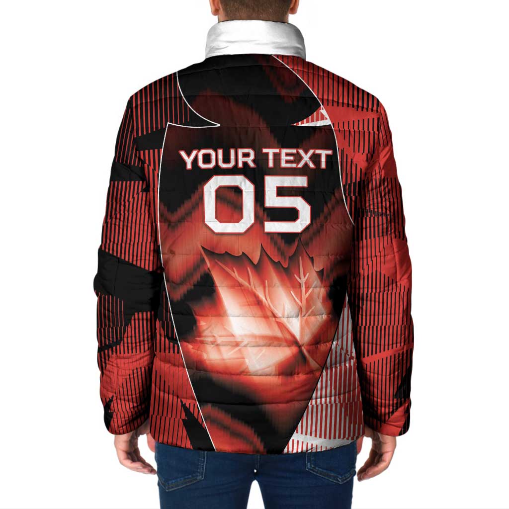 Custom Canada Football Padded Jacket Visual Line Abstract Maple Leaf