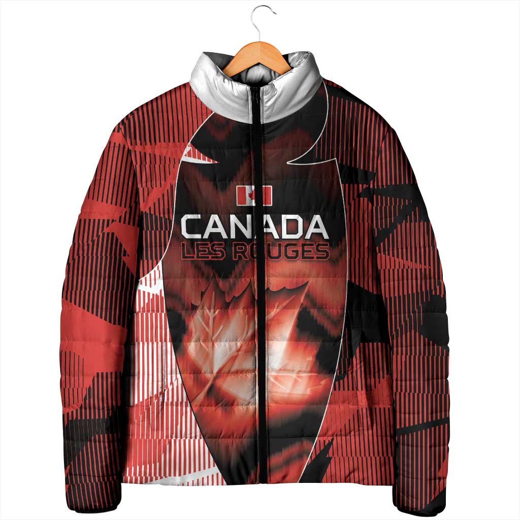 Custom Canada Football Padded Jacket Visual Line Abstract Maple Leaf