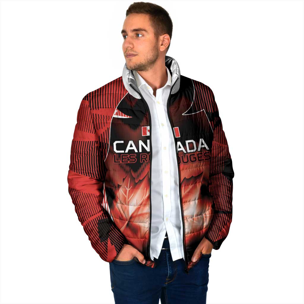 Custom Canada Football Padded Jacket Visual Line Abstract Maple Leaf