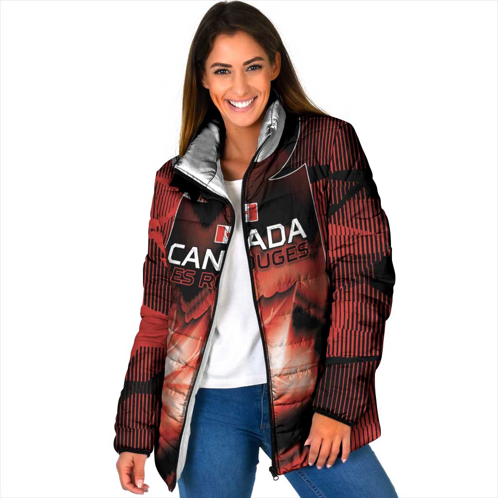Custom Canada Football Padded Jacket Visual Line Abstract Maple Leaf