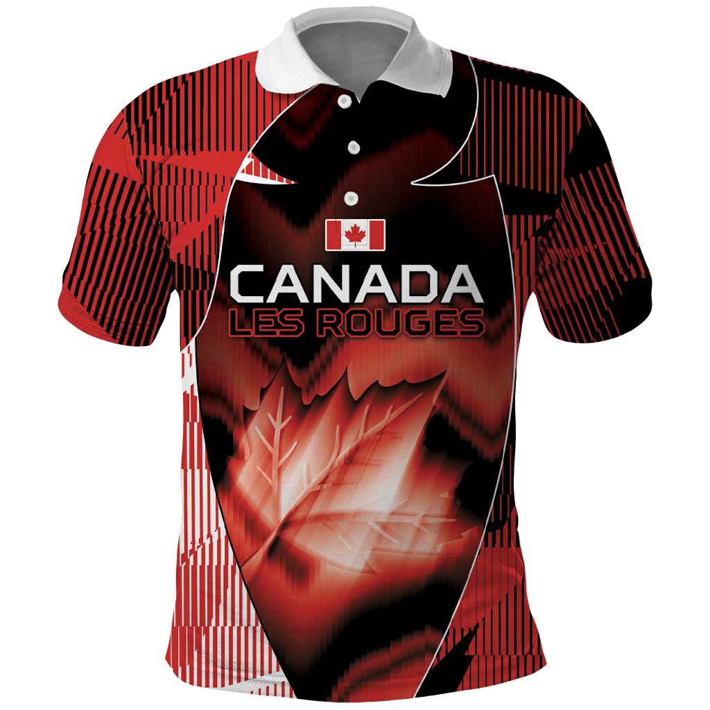 Custom Canada Football Polo Shirt Visual Line Abstract Maple Leaf