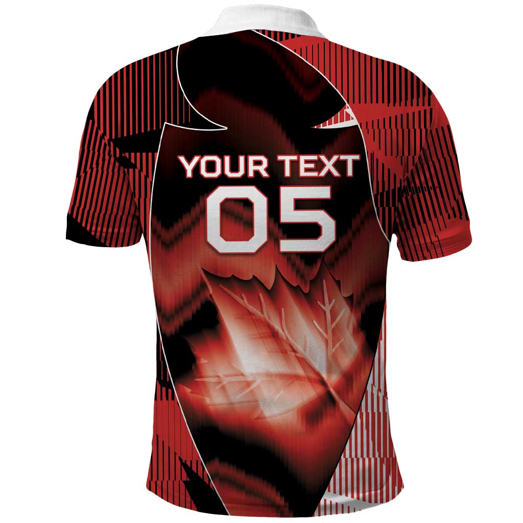 Custom Canada Football Polo Shirt Visual Line Abstract Maple Leaf
