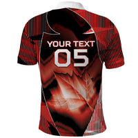Custom Canada Football Polo Shirt Visual Line Abstract Maple Leaf