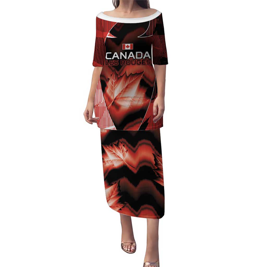 Custom Canada Football Puletasi Visual Line Abstract Maple Leaf