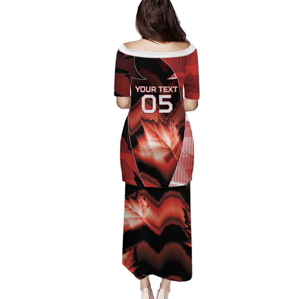 Custom Canada Football Puletasi Visual Line Abstract Maple Leaf