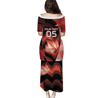 Custom Canada Football Puletasi Visual Line Abstract Maple Leaf