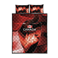 Canada Football Quilt Bed Set Visual Line Abstract Maple Leaf