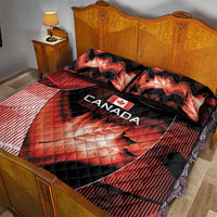 Canada Football Quilt Bed Set Visual Line Abstract Maple Leaf