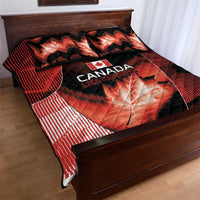 Canada Football Quilt Bed Set Visual Line Abstract Maple Leaf