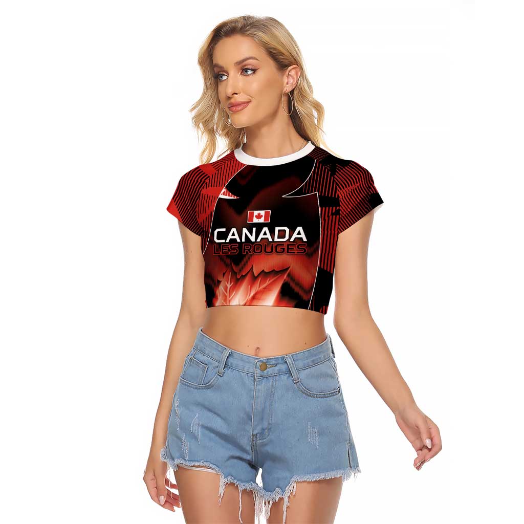 Custom Canada Football Raglan Cropped T Shirt Visual Line Abstract Maple Leaf