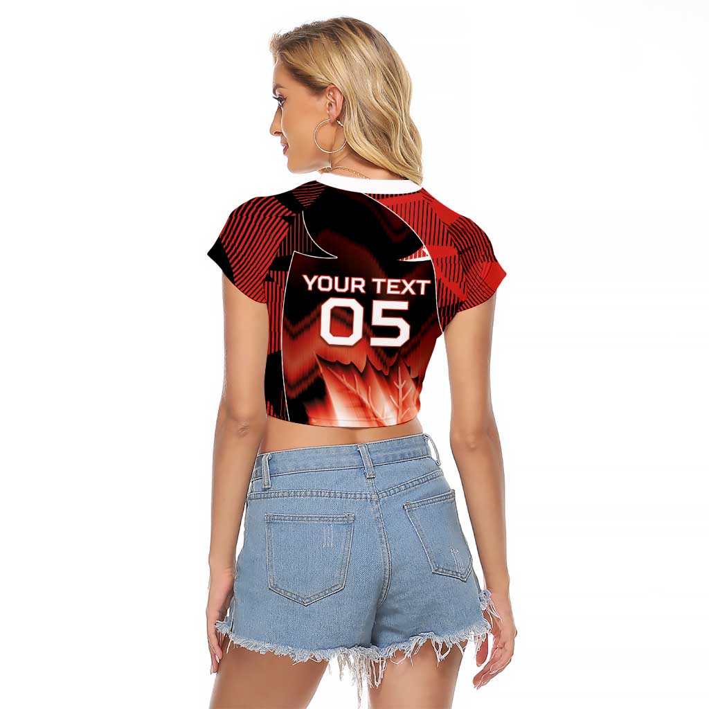 Custom Canada Football Raglan Cropped T Shirt Visual Line Abstract Maple Leaf