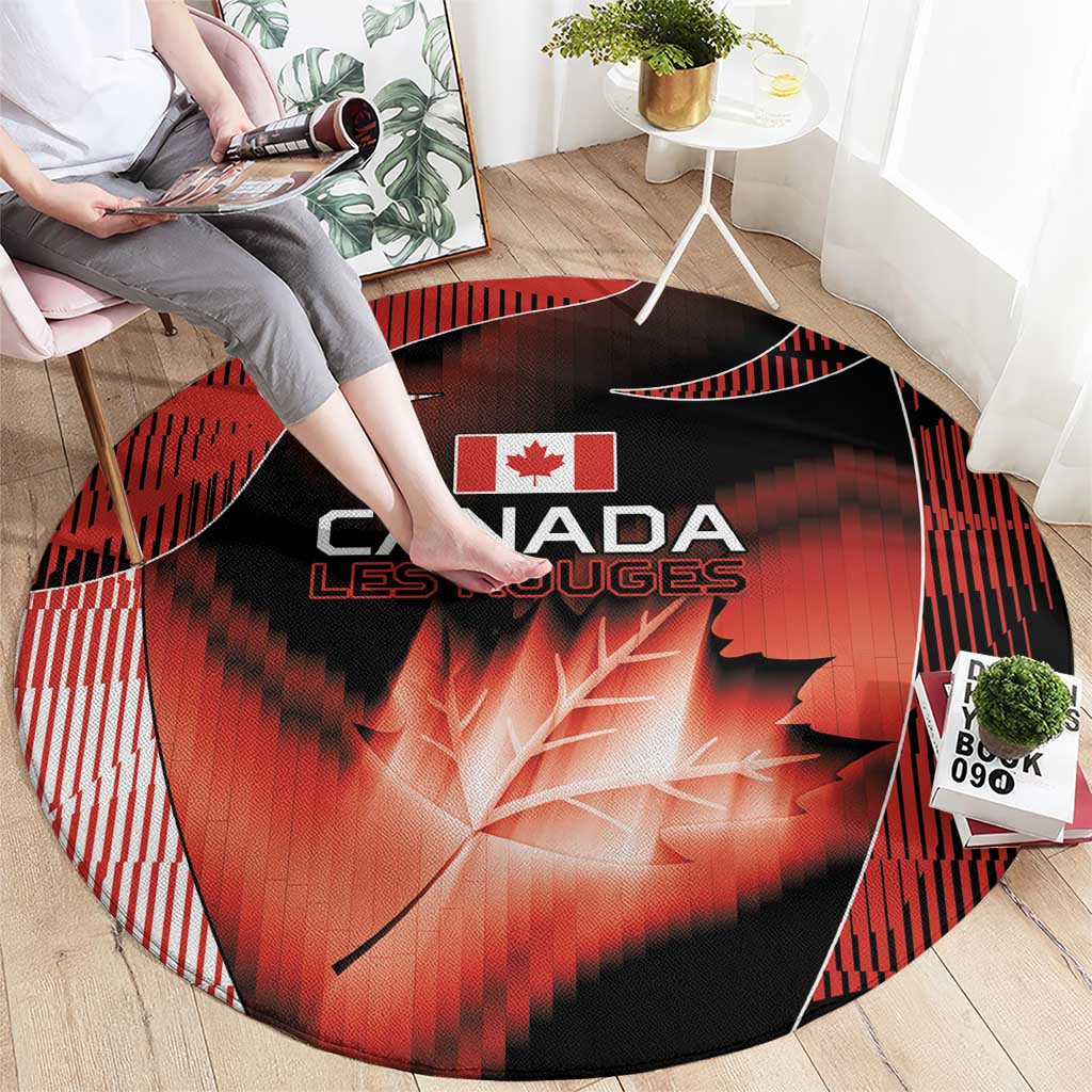 Canada Football Round Carpet Visual Line Abstract Maple Leaf