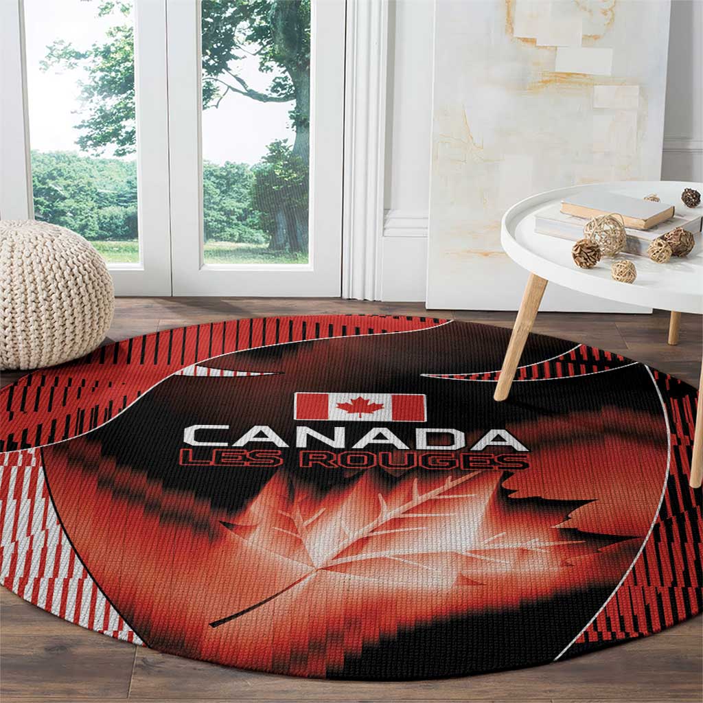 Canada Football Round Carpet Visual Line Abstract Maple Leaf