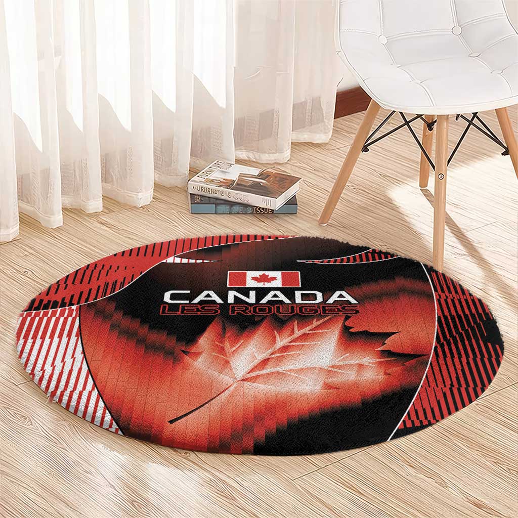 Canada Football Round Carpet Visual Line Abstract Maple Leaf