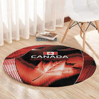 Canada Football Round Carpet Visual Line Abstract Maple Leaf