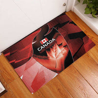 Canada Football Rubber Doormat Visual Line Abstract Maple Leaf