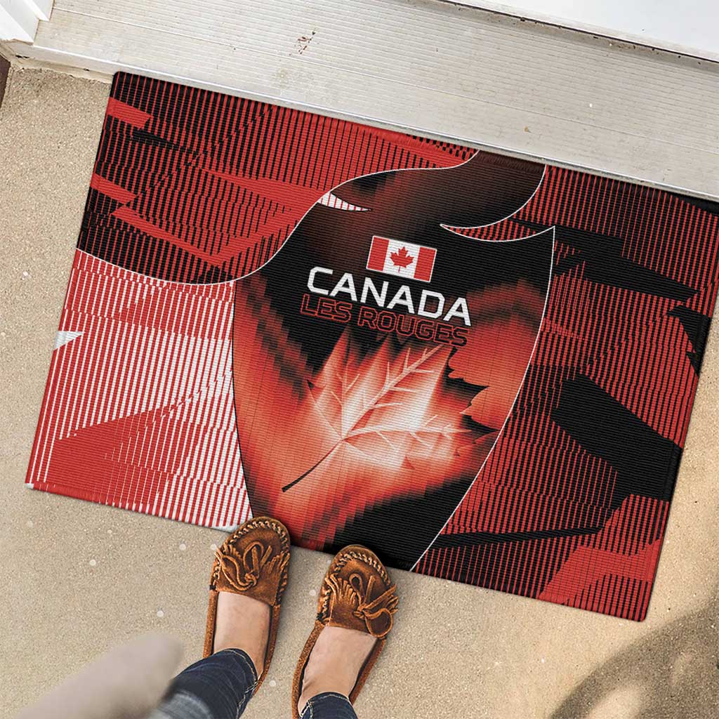 Canada Football Rubber Doormat Visual Line Abstract Maple Leaf