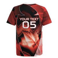 Custom Canada Football Rugby Jersey Visual Line Abstract Maple Leaf