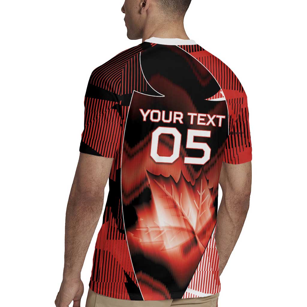 Custom Canada Football Rugby Jersey Visual Line Abstract Maple Leaf