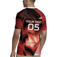 Custom Canada Football Rugby Jersey Visual Line Abstract Maple Leaf