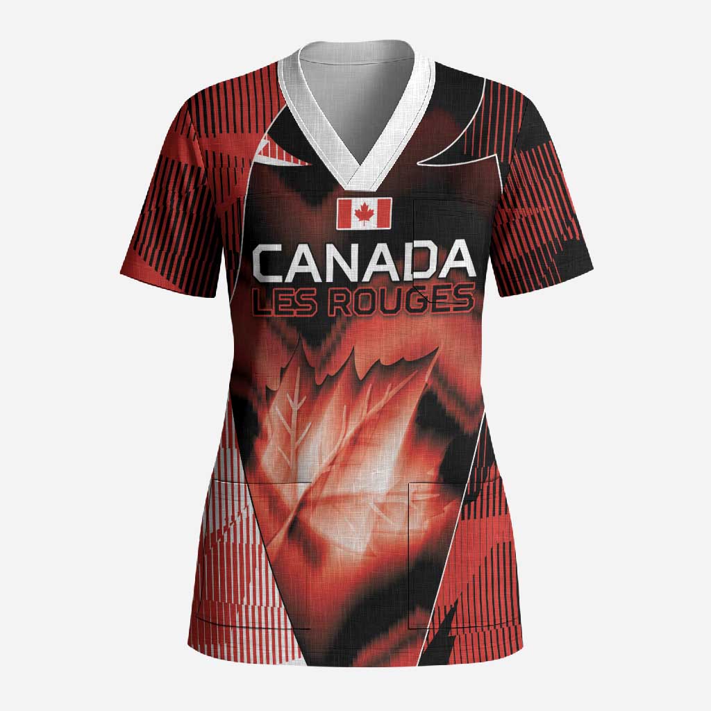 Custom Canada Football Scrub Top Visual Line Abstract Maple Leaf