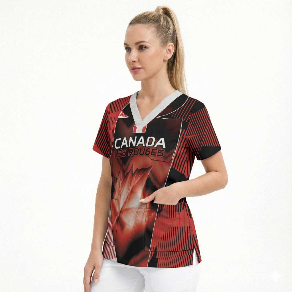 Custom Canada Football Scrub Top Visual Line Abstract Maple Leaf