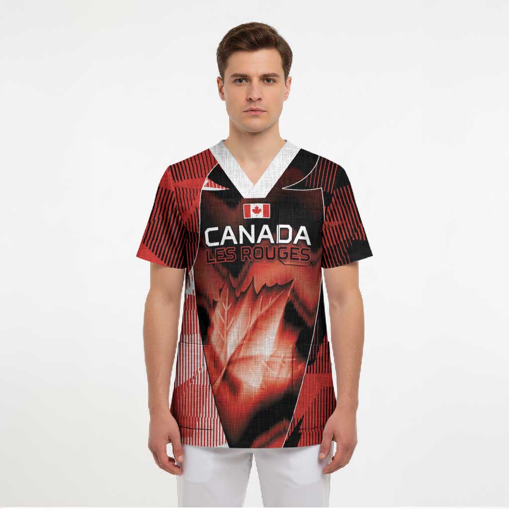 Custom Canada Football Scrub Top Visual Line Abstract Maple Leaf