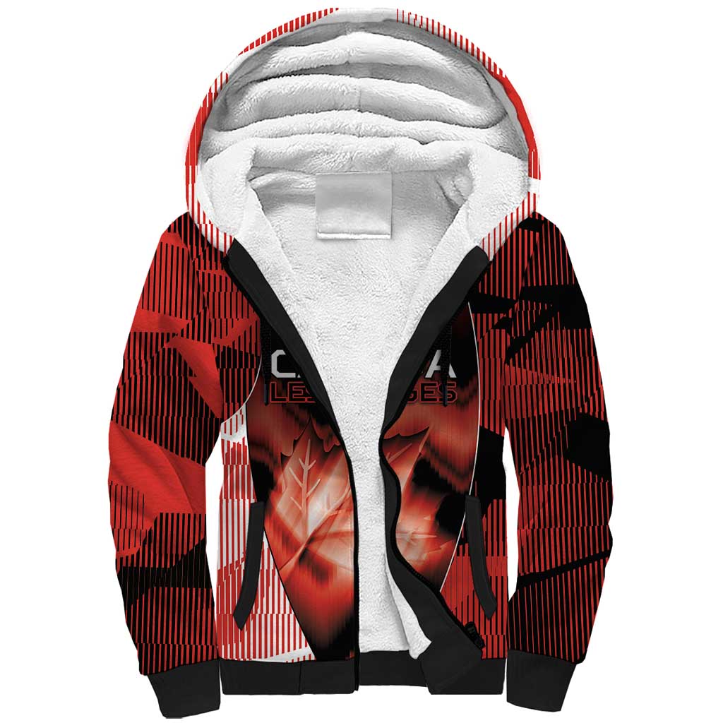 Custom Canada Football Sherpa Hoodie Visual Line Abstract Maple Leaf