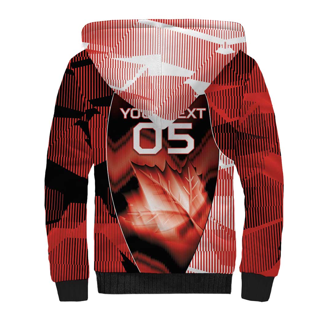 Custom Canada Football Sherpa Hoodie Visual Line Abstract Maple Leaf