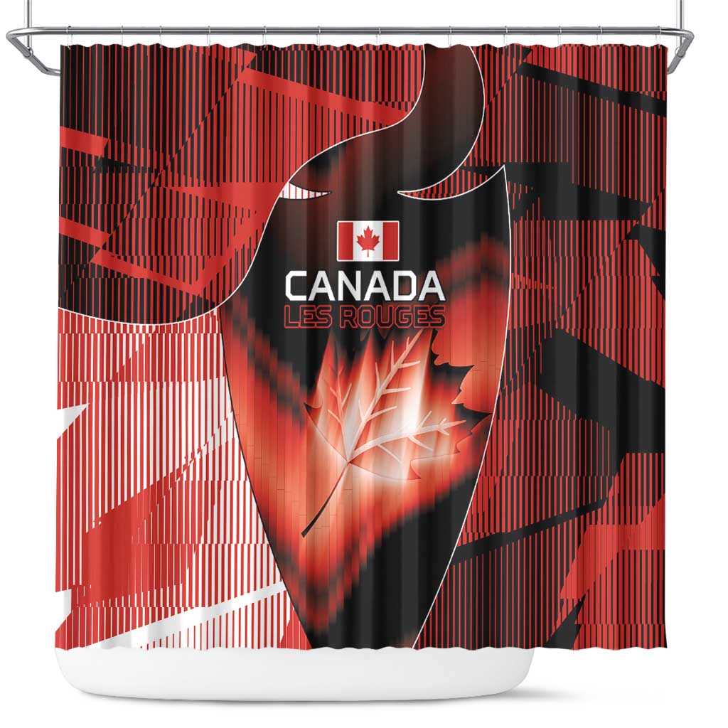 Canada Football Shower Curtain Visual Line Abstract Maple Leaf