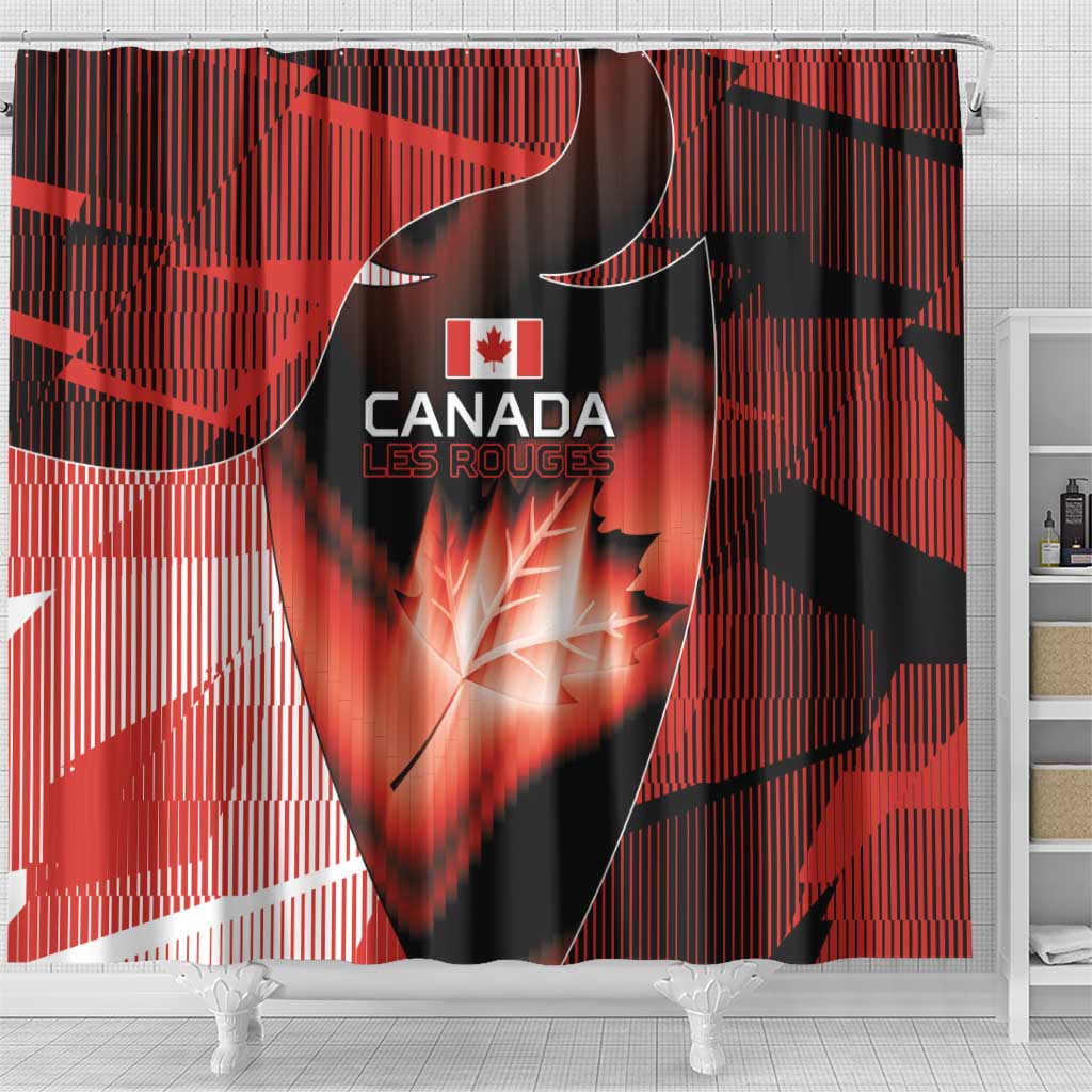 Canada Football Shower Curtain Visual Line Abstract Maple Leaf