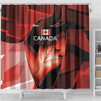 Canada Football Shower Curtain Visual Line Abstract Maple Leaf