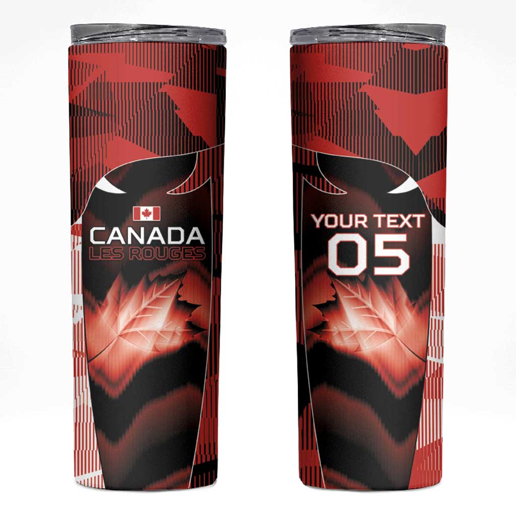 Custom Canada Football Skinny Tumbler Visual Line Abstract Maple Leaf