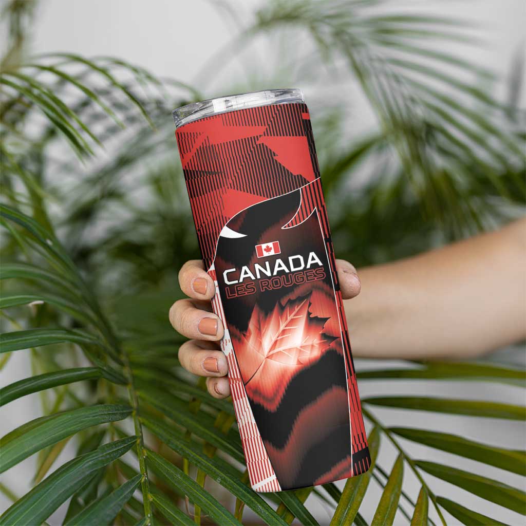 Custom Canada Football Skinny Tumbler Visual Line Abstract Maple Leaf