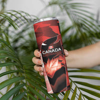 Custom Canada Football Skinny Tumbler Visual Line Abstract Maple Leaf