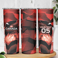 Custom Canada Football Skinny Tumbler Visual Line Abstract Maple Leaf
