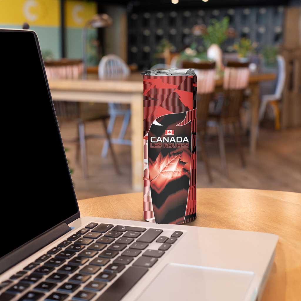 Custom Canada Football Skinny Tumbler Visual Line Abstract Maple Leaf