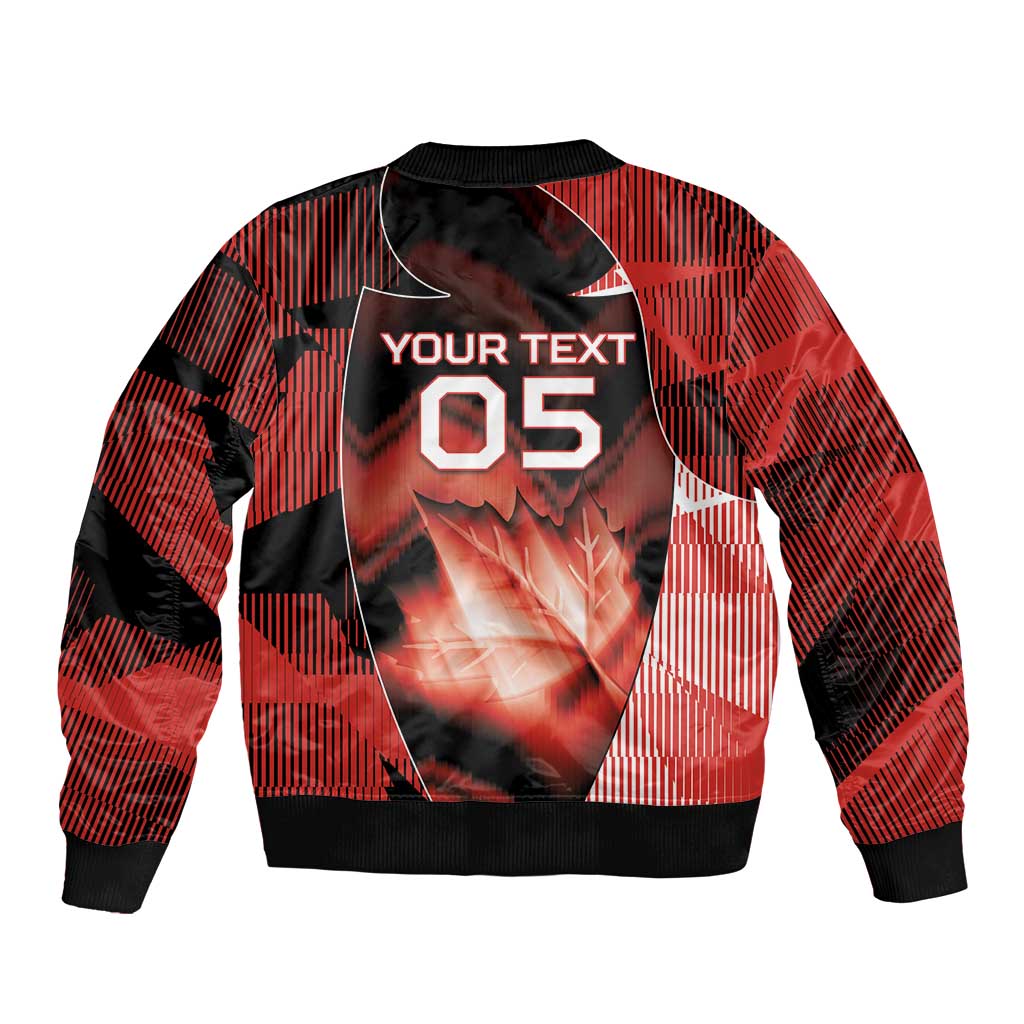 Custom Canada Football Sleeve Zip Bomber Jacket Visual Line Abstract Maple Leaf