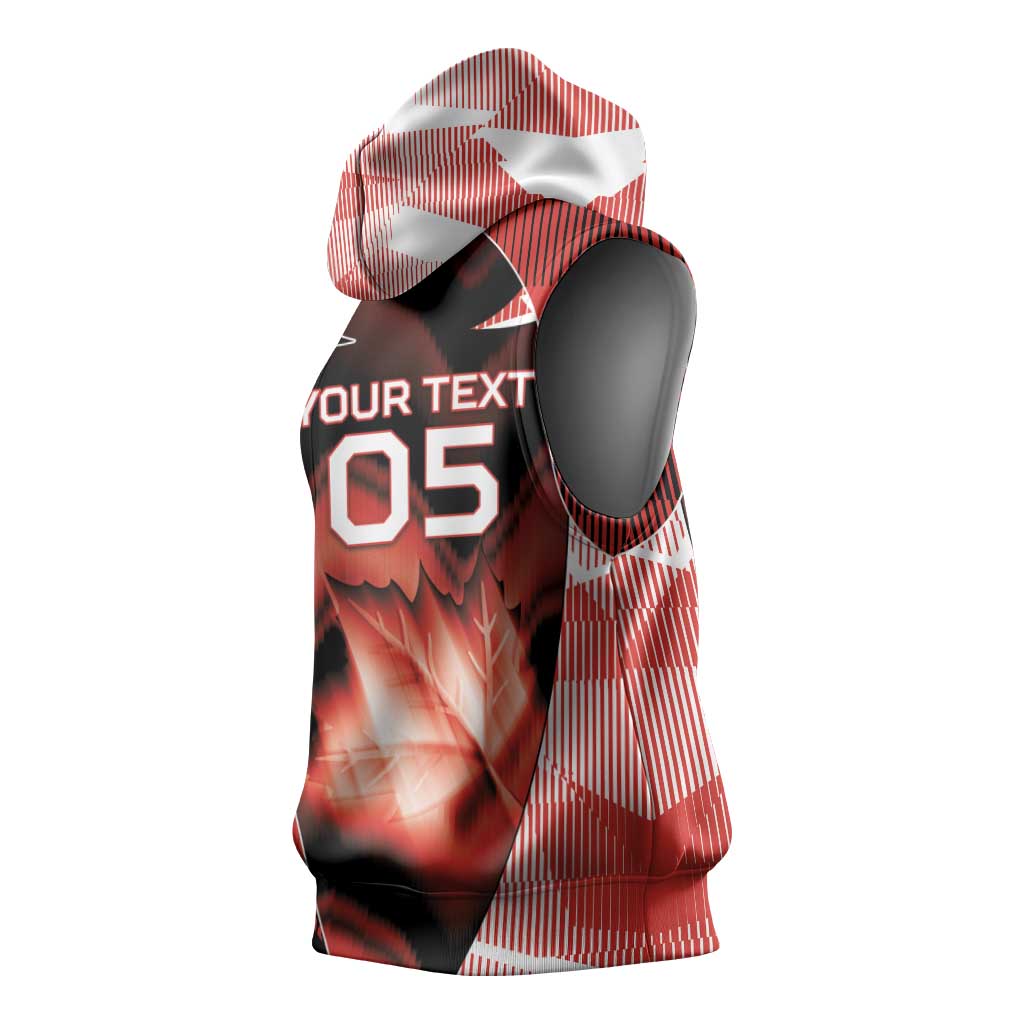 Custom Canada Football Sleeveless Hoodie Visual Line Abstract Maple Leaf