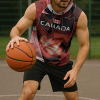 Custom Canada Football Sleeveless Hoodie Visual Line Abstract Maple Leaf